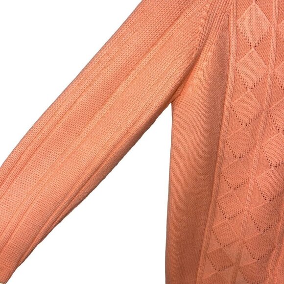 Vintage Womens Knit Cardigan Sweater Size Medium Peach Acrylic Button Front - Picture 6 of 7